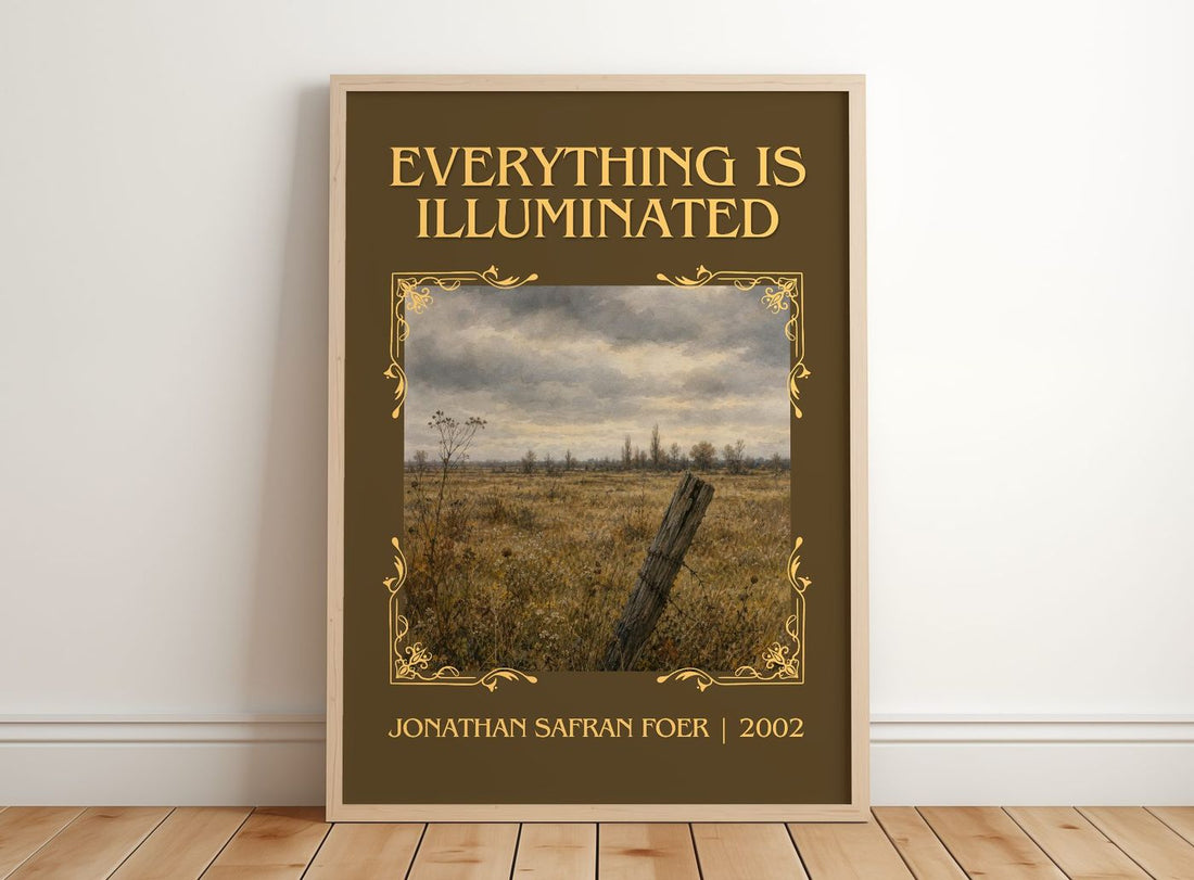 Everything Is Illuminated Classic Book Art Print by J. Foer – framed print leaning on a wooden floor