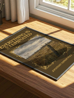 Everything Is Illuminated Classic Book Art Print by J. Foer – print on a sunlit desk