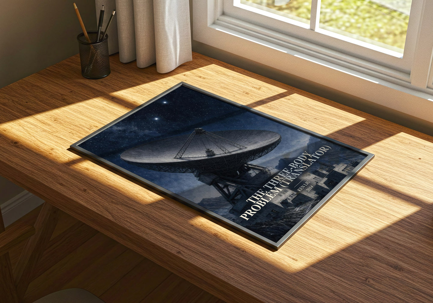 The Three-Body Problem (Translator) watercolour book poster framed on wall – sci fi wall art