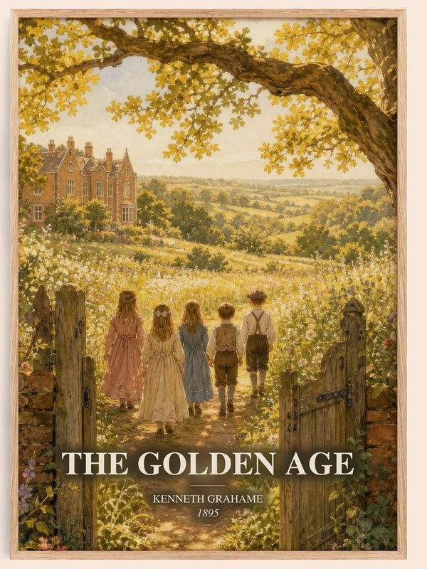 The Golden Age watercolour book poster by Kenneth Grahame – framed literary art print