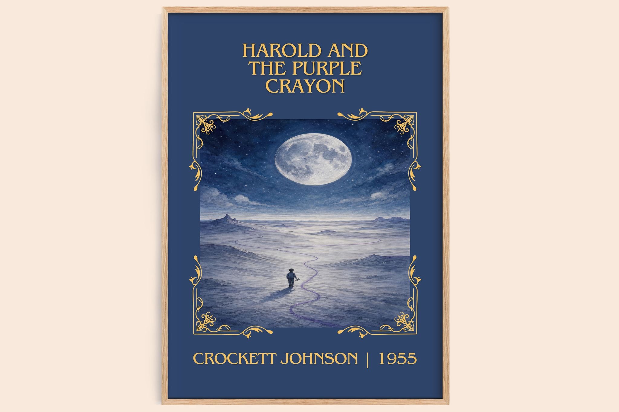 Harold and the Purple Crayon Classic Book Art Print by C. Johnson