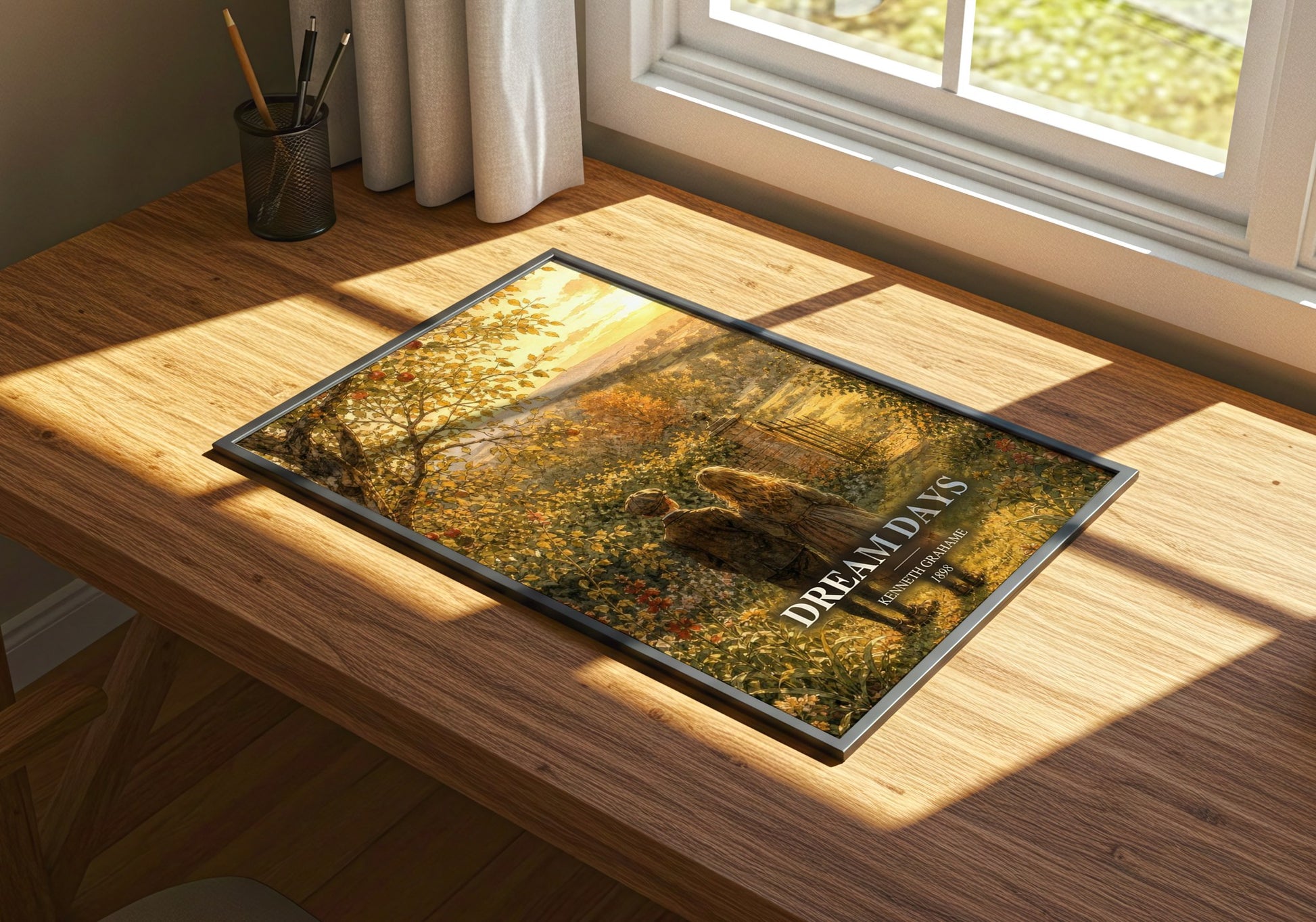 Dream Days watercolour book poster framed on wall – childrens wall art
