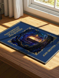 Masterpieces of Fantasy and Wonder Classic Book Art Print by John Brunner – print on a sunlit desk