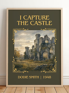 I Capture the Castle Classic Book Art Print by Dodie Smith – framed print leaning on a wooden floor