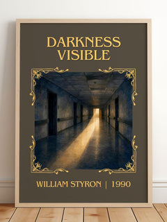 Darkness Visible Classic Book Art Print by William Styron – framed print leaning on a wooden floor