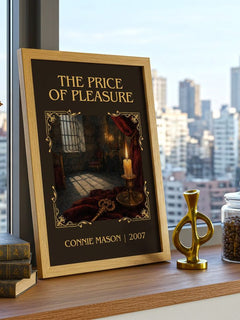 The Price of Pleasure Classic Book Art Print by Connie Mason – framed print on a city-view windowsill