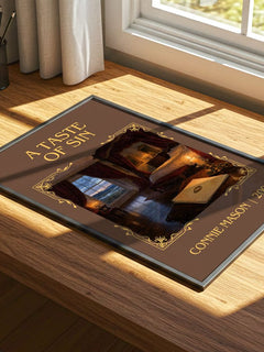 A Taste of Sin Classic Book Art Print by Connie Mason – print on a sunlit desk