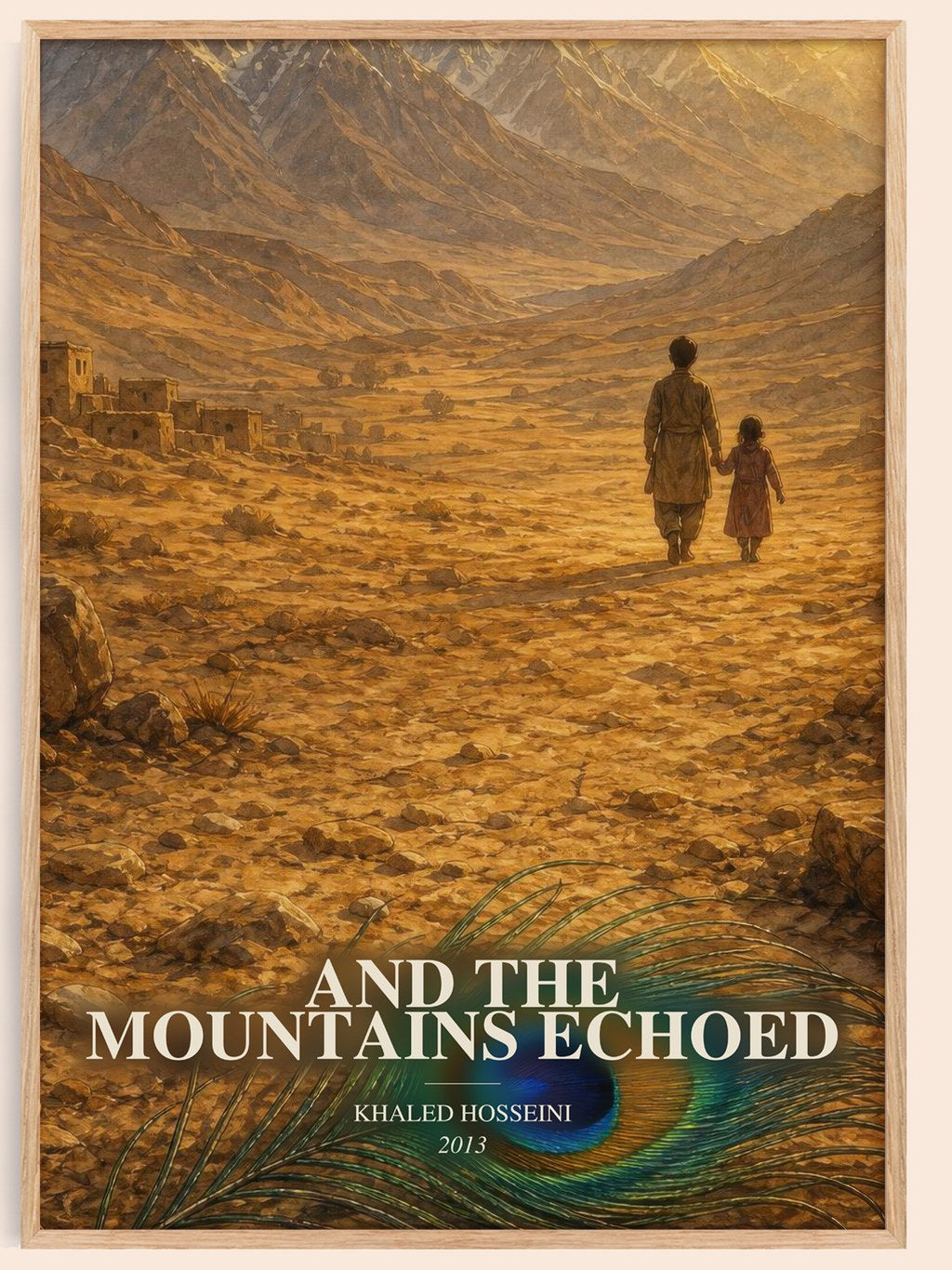 And The Mountains Echoed watercolour book poster by Khaled Hosseini – framed literary art print