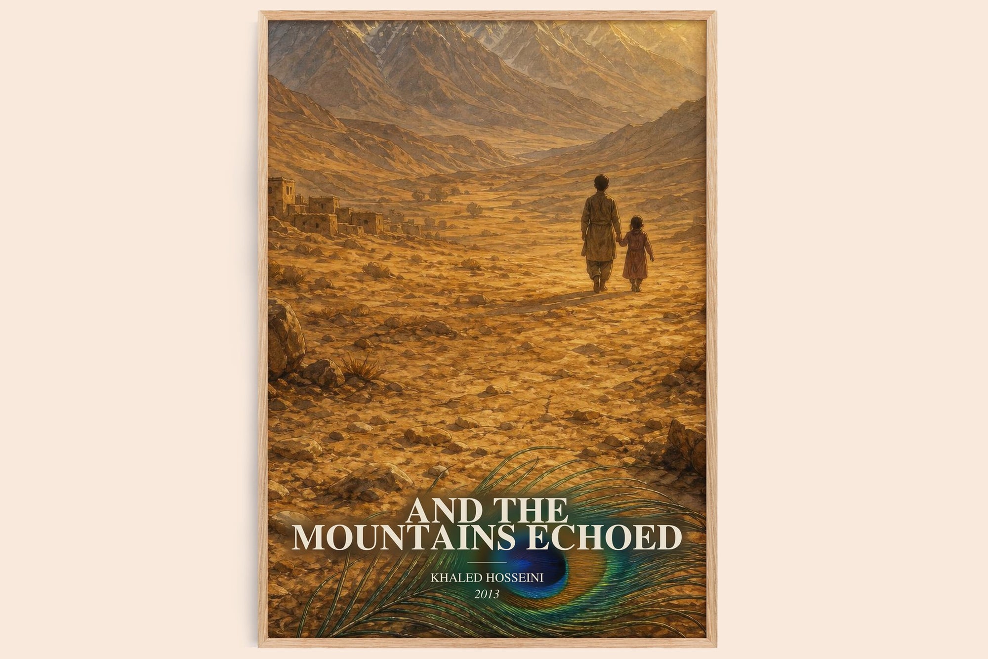 And The Mountains Echoed watercolour book poster by Khaled Hosseini – framed literary art print