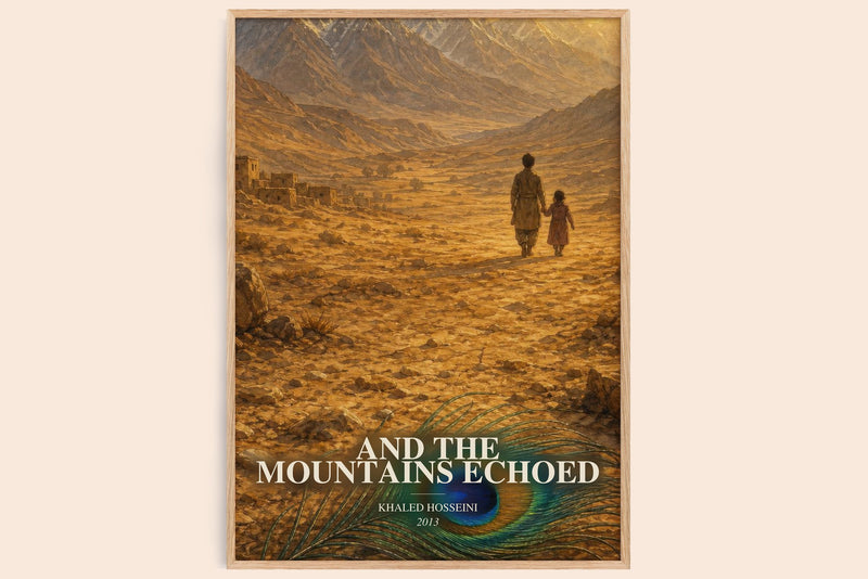 And The Mountains Echoed watercolour book poster by Khaled Hosseini – framed literary art print