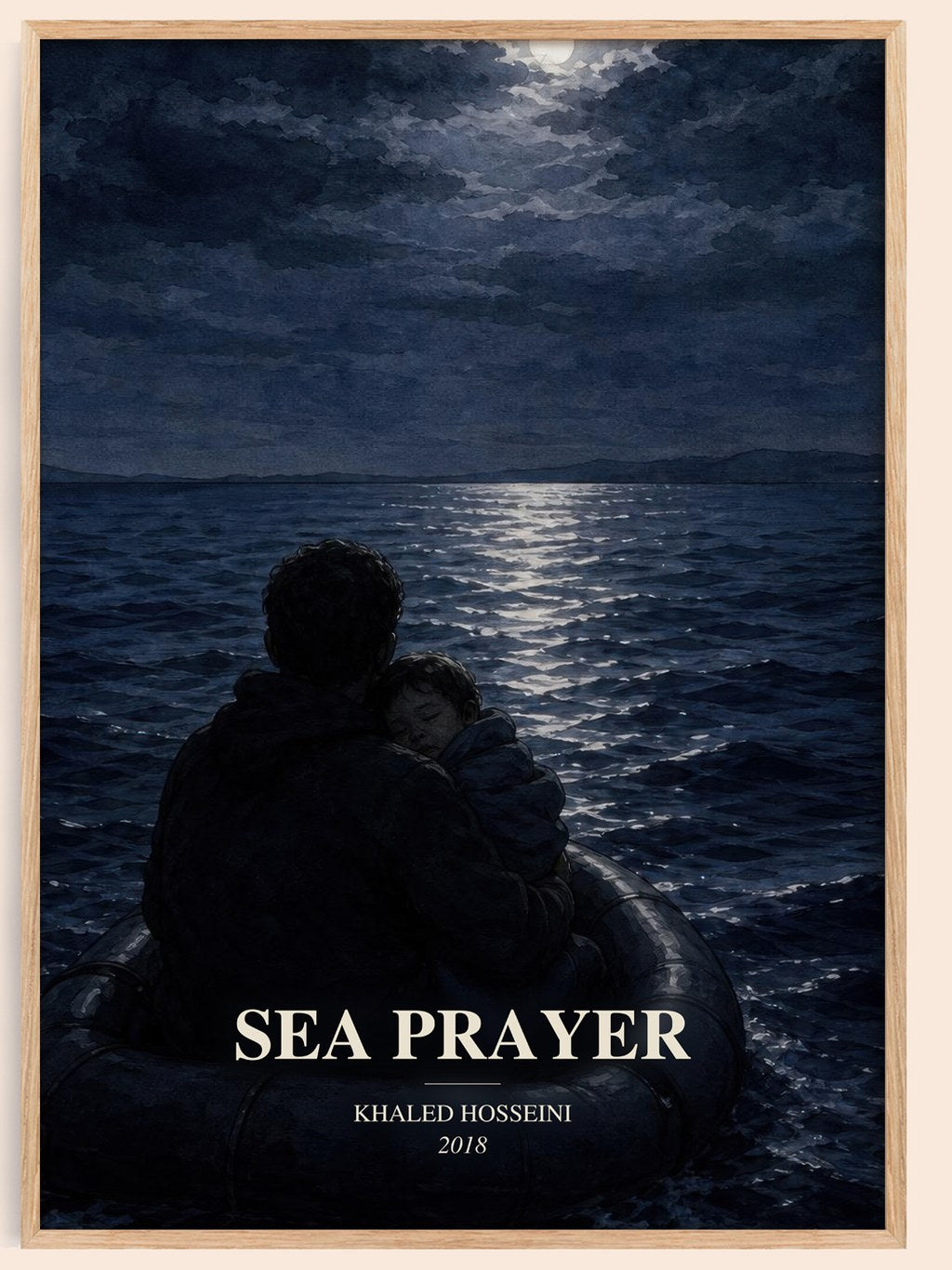 Sea Prayer watercolour book poster by Khaled Hosseini – framed literary art print