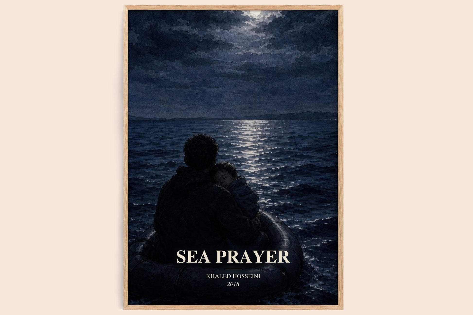 Sea Prayer watercolour book poster by Khaled Hosseini – framed literary art print