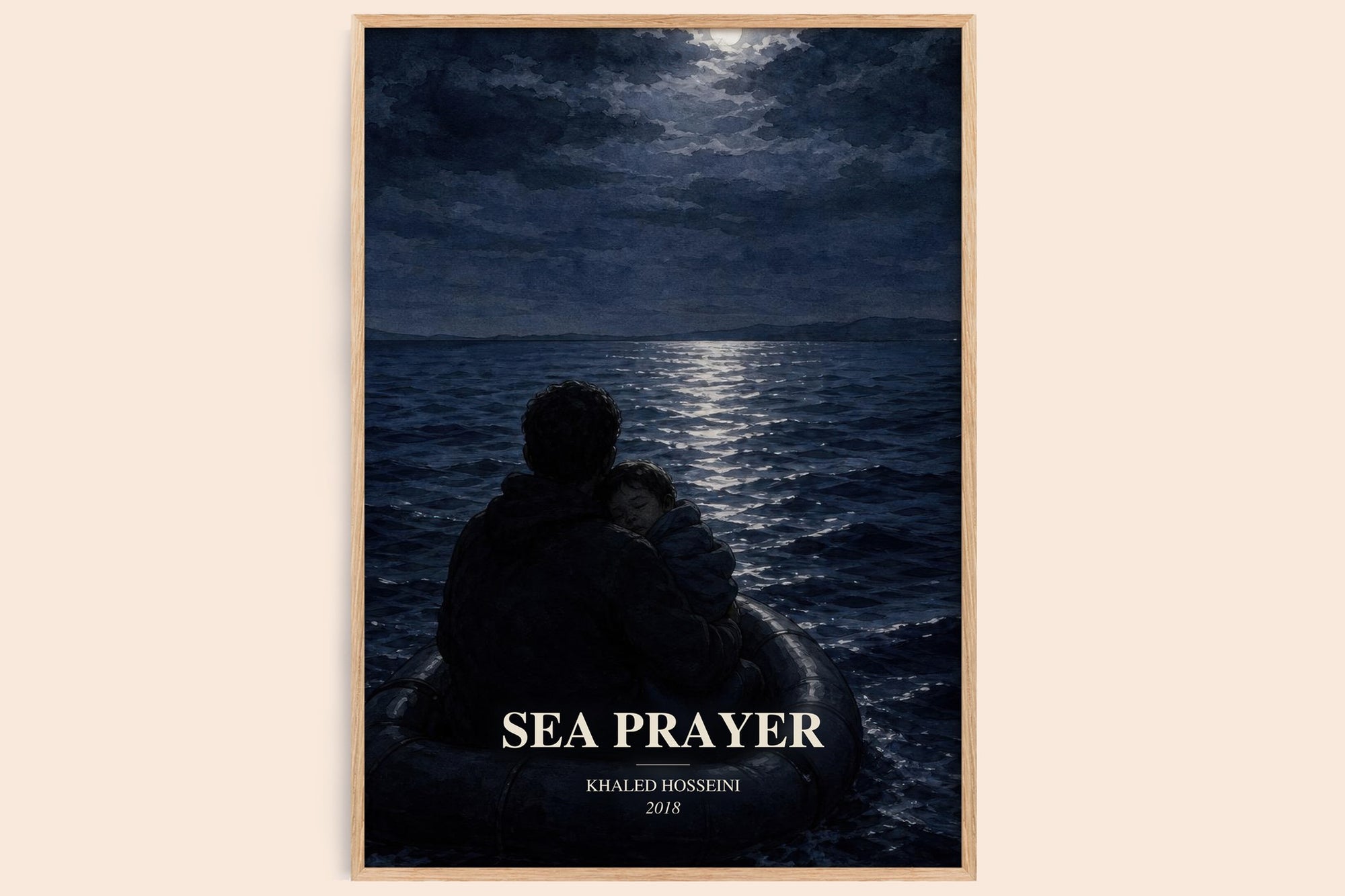 Sea Prayer watercolour book poster by Khaled Hosseini – framed literary art print