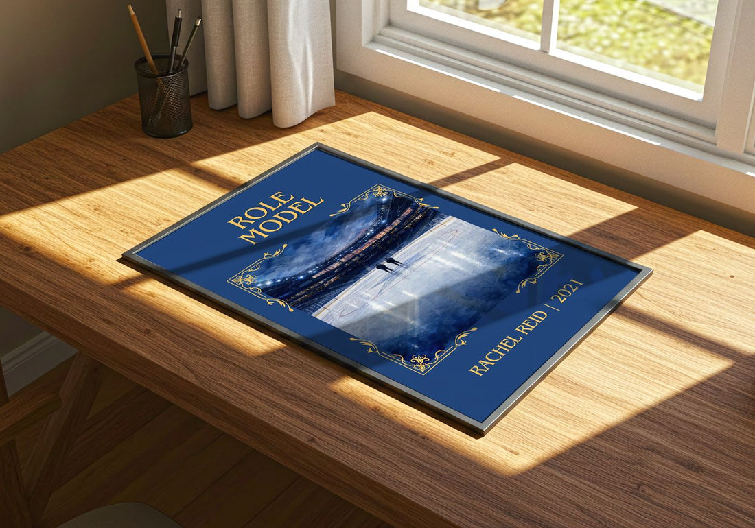 Role Model Classic Book Art Print by Rachel Reid – print on a sunlit desk
