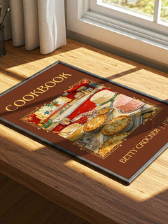 Cookbook Classic Book Art Print by Betty Crocker – print on a sunlit desk