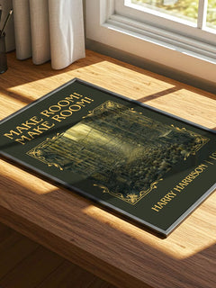 Make Room! Make Room! Classic Book Art Print by Harry Harrison – print on a sunlit desk