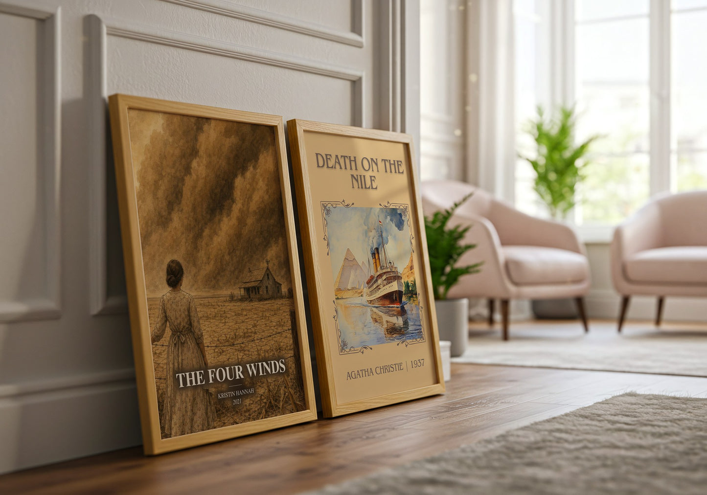 The Four Winds watercolour print framed by window – literary home decor