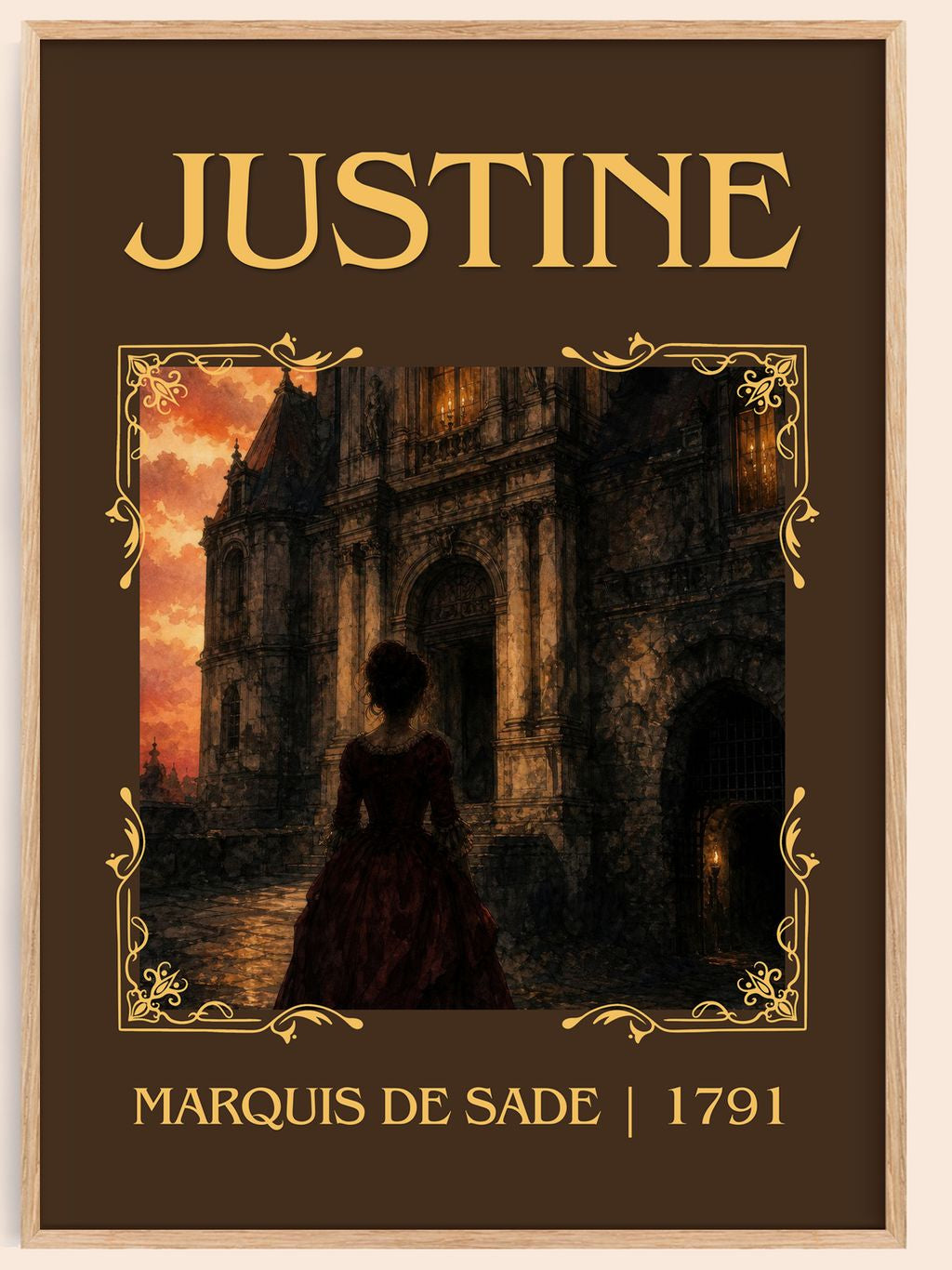 Justine Classic Book Art Print by Marquis de Sade – book poster