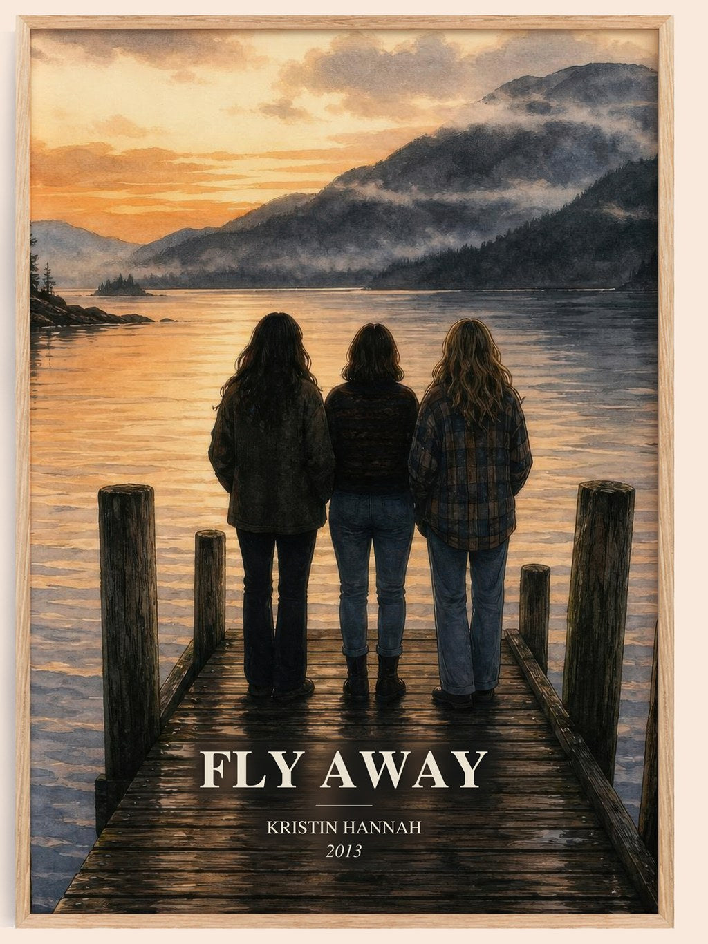 Fly Away watercolour book poster by Kristin Hannah – framed literary art print