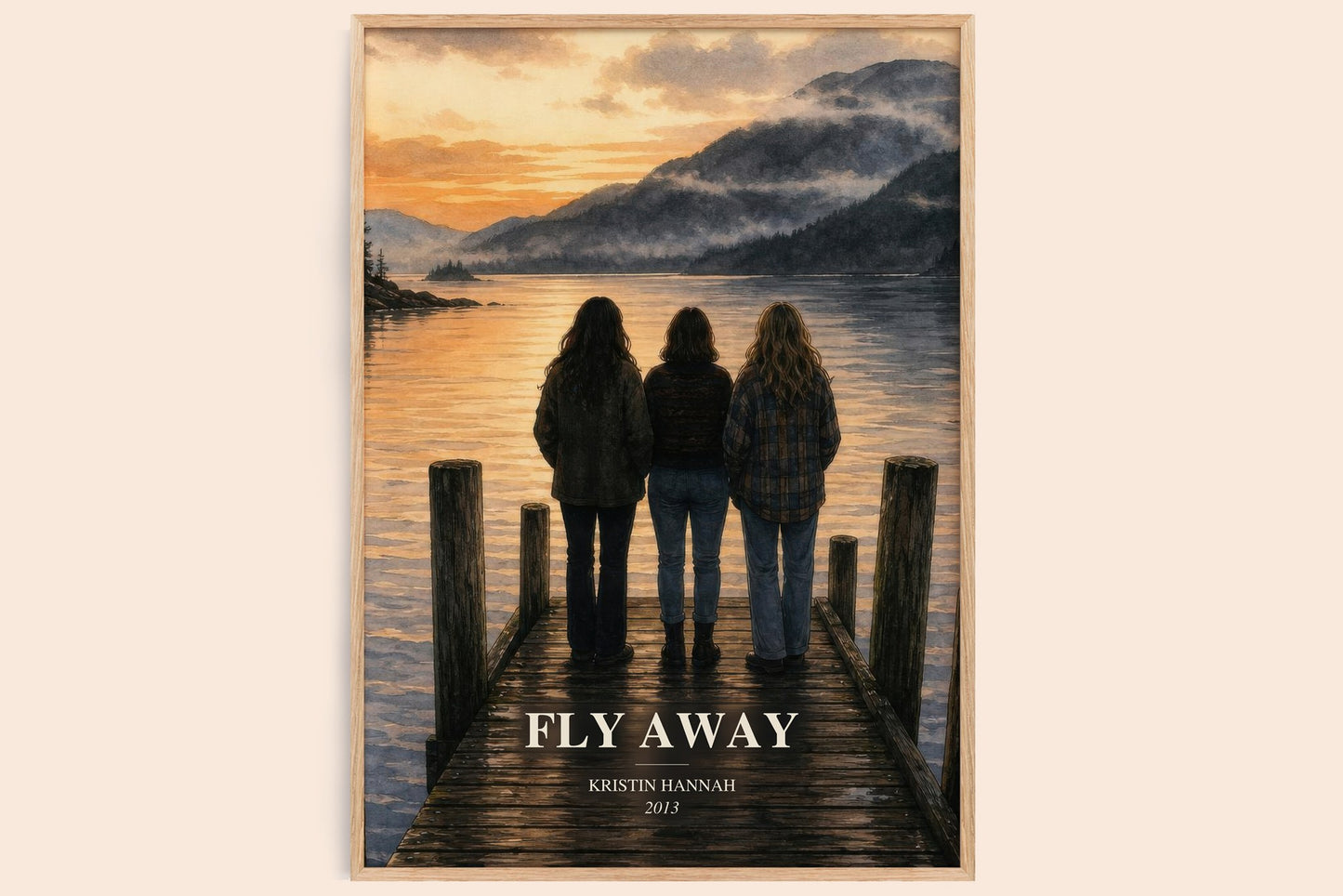 Fly Away watercolour book poster by Kristin Hannah – framed literary art print