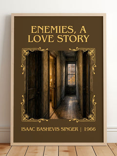 Enemies, a love story Classic Book Art Print by Isaac Bashevis Singer – framed print leaning on a wooden floor