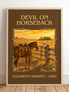 Devil on horseback Classic Book Art Print by Elizabeth Graham – framed print leaning on a wooden floor