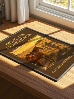 Devil on horseback Classic Book Art Print by Elizabeth Graham – print on a sunlit desk