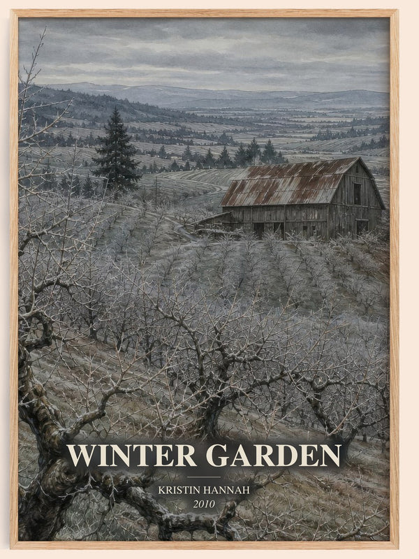 Winter Garden watercolour book poster by Kristin Hannah – framed literary art print