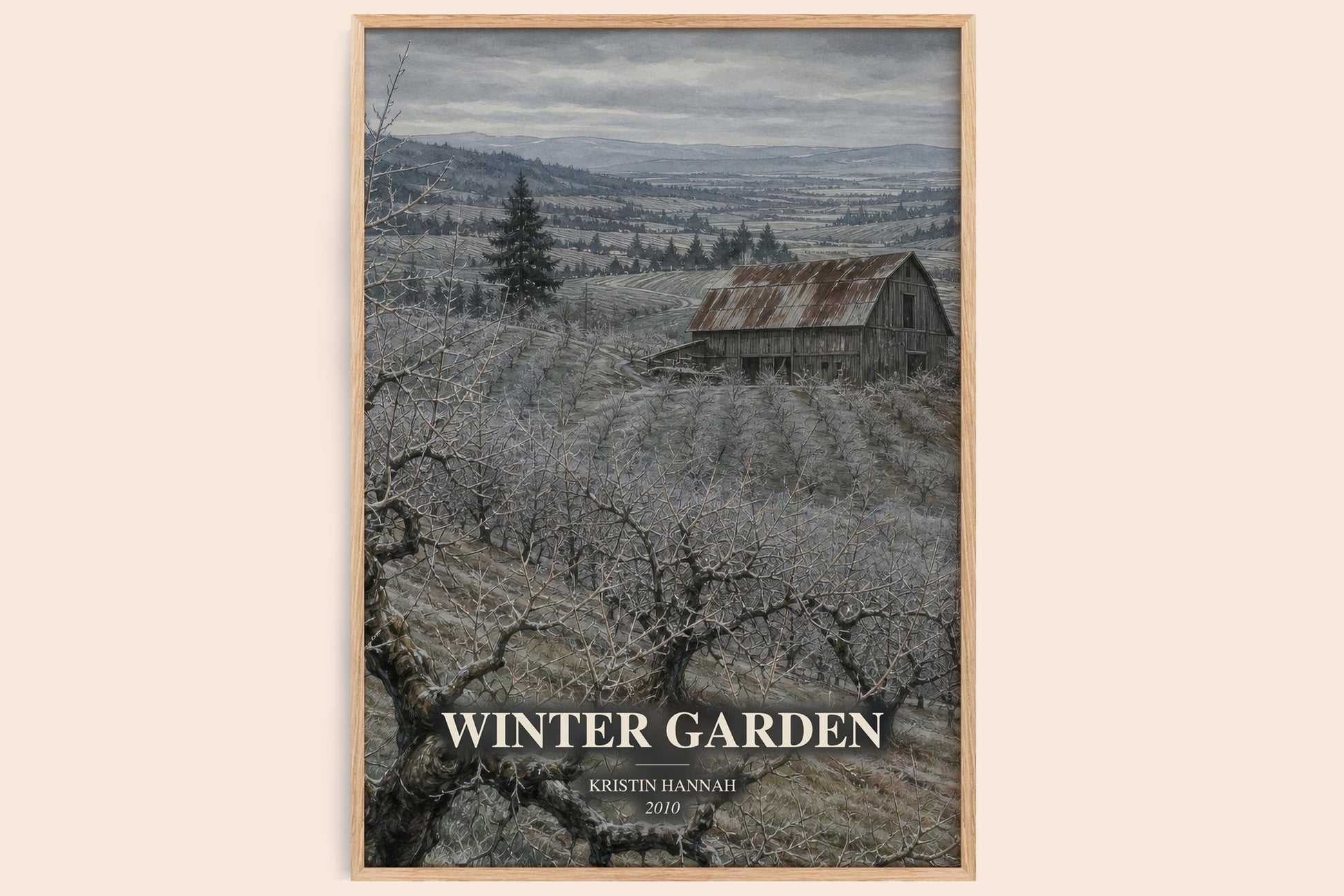 Winter Garden watercolour book poster by Kristin Hannah – framed literary art print
