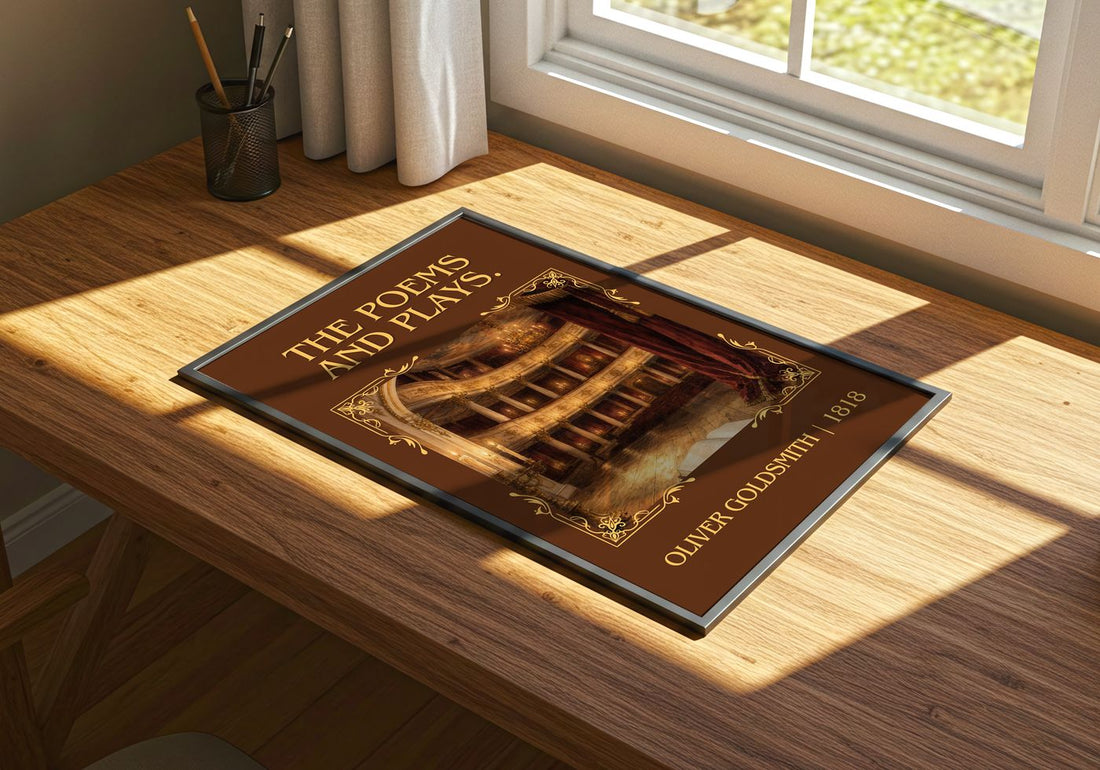 The poems and plays. Classic Book Art Print by Oliver Goldsmith – print on a sunlit desk