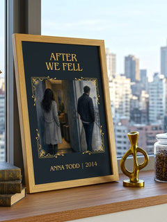 After We Fell Classic Book Art Print by Anna Todd – framed print on a city-view windowsill