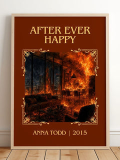 After Ever Happy Classic Book Art Print by Anna Todd – framed print leaning on a wooden floor