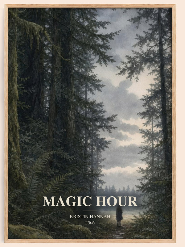 Magic Hour watercolour book poster by Kristin Hannah – framed literary art print