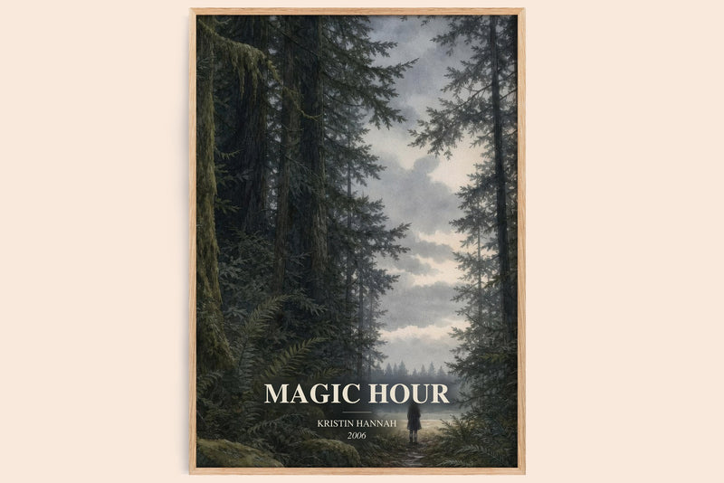 Magic Hour watercolour book poster by Kristin Hannah – framed literary art print