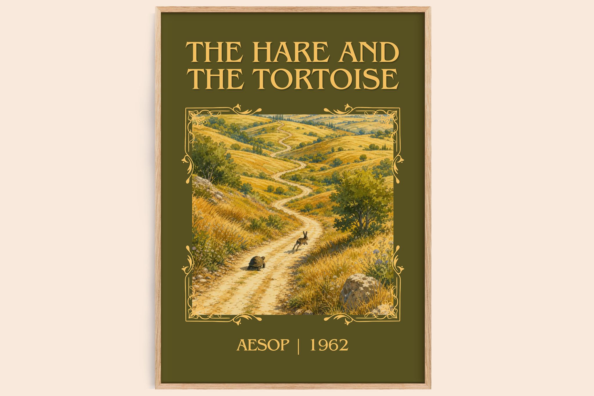 The hare and the tortoise Classic Book Art Print by Aesop