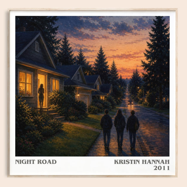 Night Road Literary Art Print by Kristin Hannah