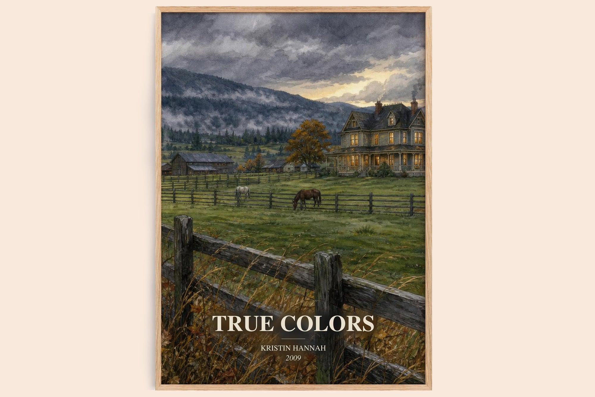 True Colors watercolour book poster by Kristin Hannah – framed literary art print
