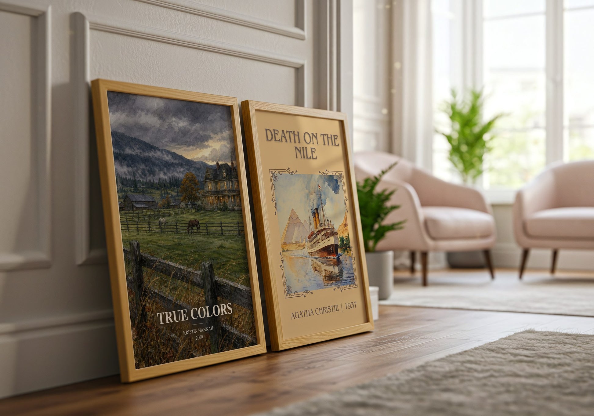 True Colors watercolour print framed by window – literary home decor