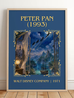 Peter Pan (1993) Classic Book Art Print by Walt Disney Company – framed print leaning on a wooden floor