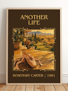 Another Life Classic Book Art Print by Rosemary Carter – framed print leaning on a wooden floor