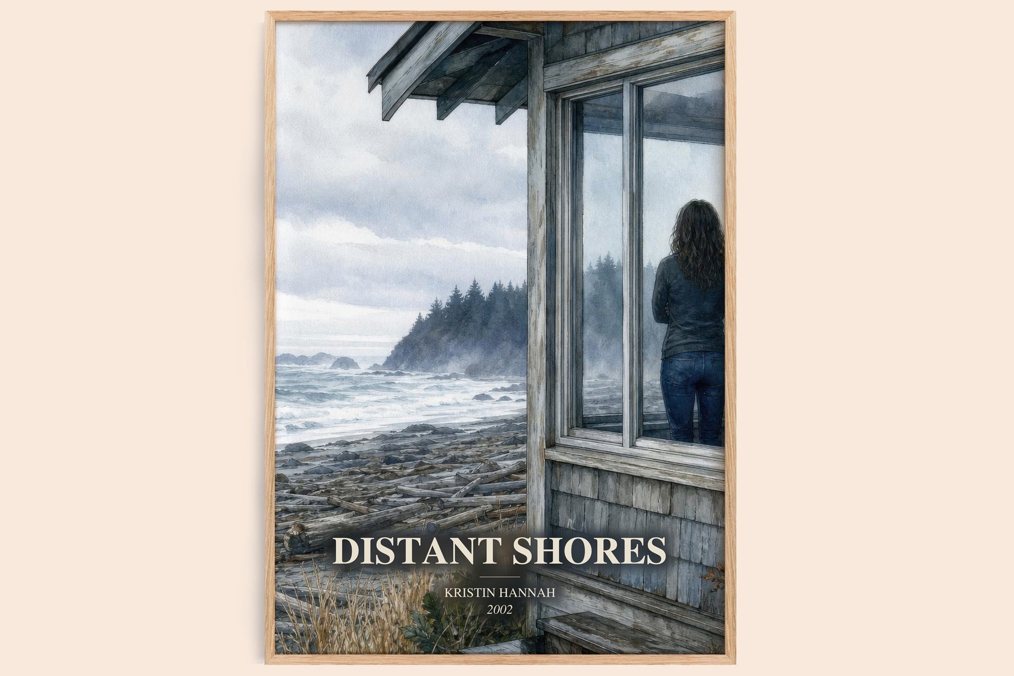 Distant Shores watercolour book poster by Kristin Hannah – framed literary art print