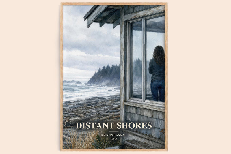 Distant Shores watercolour book poster by Kristin Hannah – framed literary art print