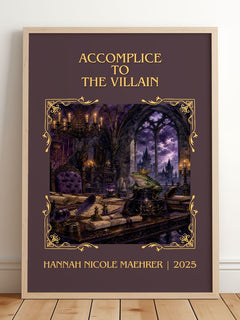 Accomplice to the Villain Classic Book Art Print by H. Maehrer – framed print leaning on a wooden floor
