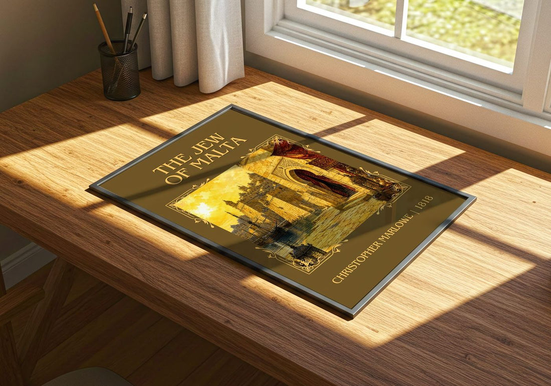 The Jew of Malta Classic Book Art Print by Christopher Marlowe – print on a sunlit desk