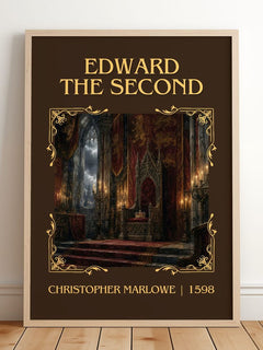 Edward the Second Classic Book Art Print by Christopher Marlowe – framed print leaning on a wooden floor