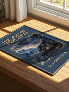 The skin of our teeth Classic Book Art Print by Thornton Wilder – print on a sunlit desk