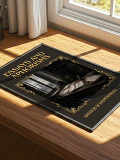 Essays and aphorisms Classic Book Art Print by Arthur Schopenhauer – print on a sunlit desk