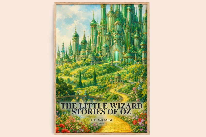The Little Wizard Stories Of Oz watercolour book poster by L. Frank Baum – framed literary art print