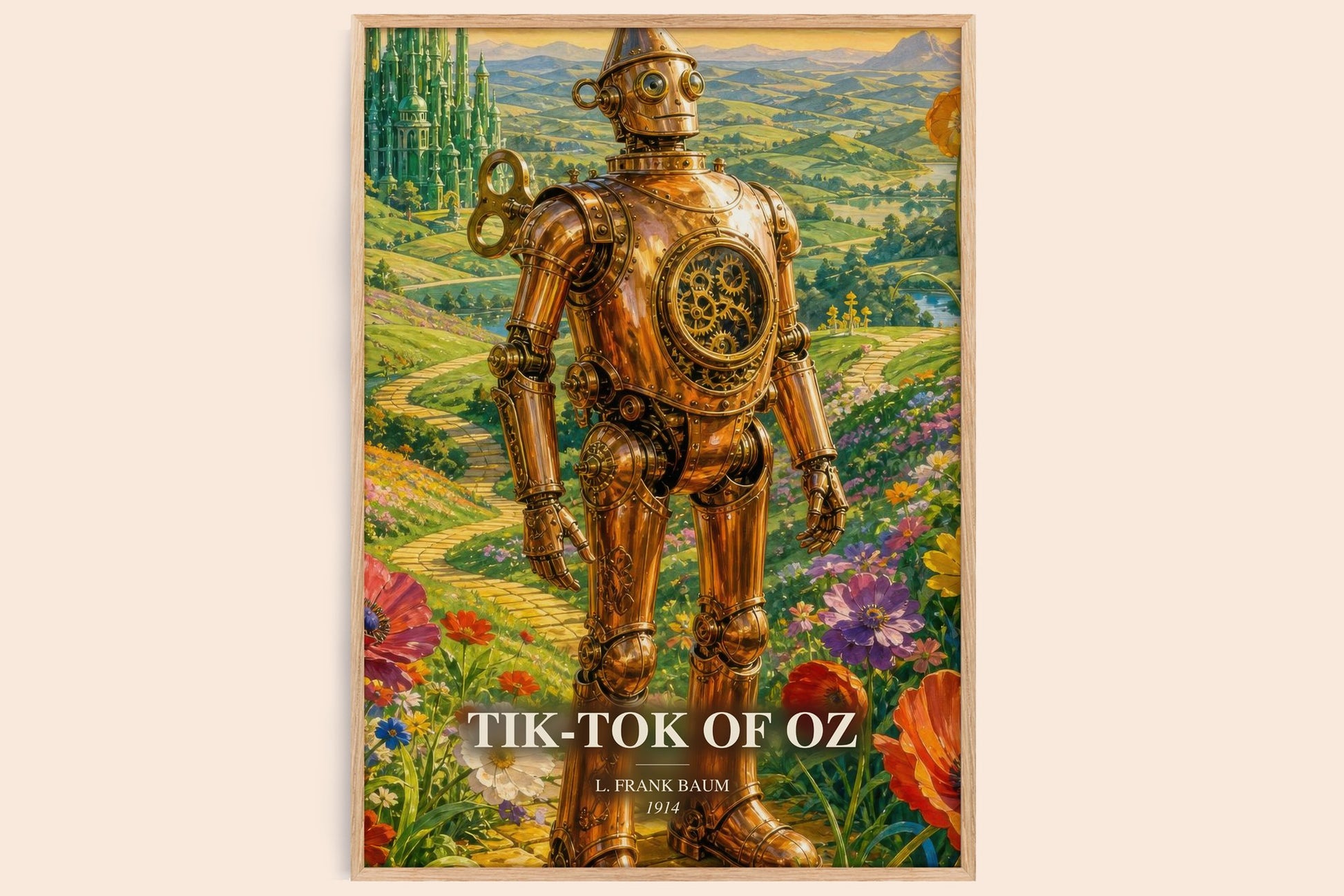 Tik-Tok Of Oz watercolour book poster by L. Frank Baum – framed literary art print