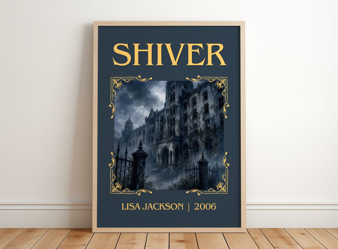 Shiver Classic Book Art Print by Lisa Jackson – framed print leaning on a wooden floor
